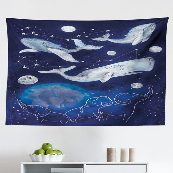 Zodiac Tapestry, Image of Aquarius Sign with Jug and Circular Globe World Form on The Background, Fabric Wall Hanging Decor for Bedroom Living Room Dorm, 2 Sizes, Multicolor, by Ambesonne
