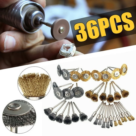 - 36Pcs Brass Steel Wire Brush Polishing Wheels Full kit for Rotary Tools