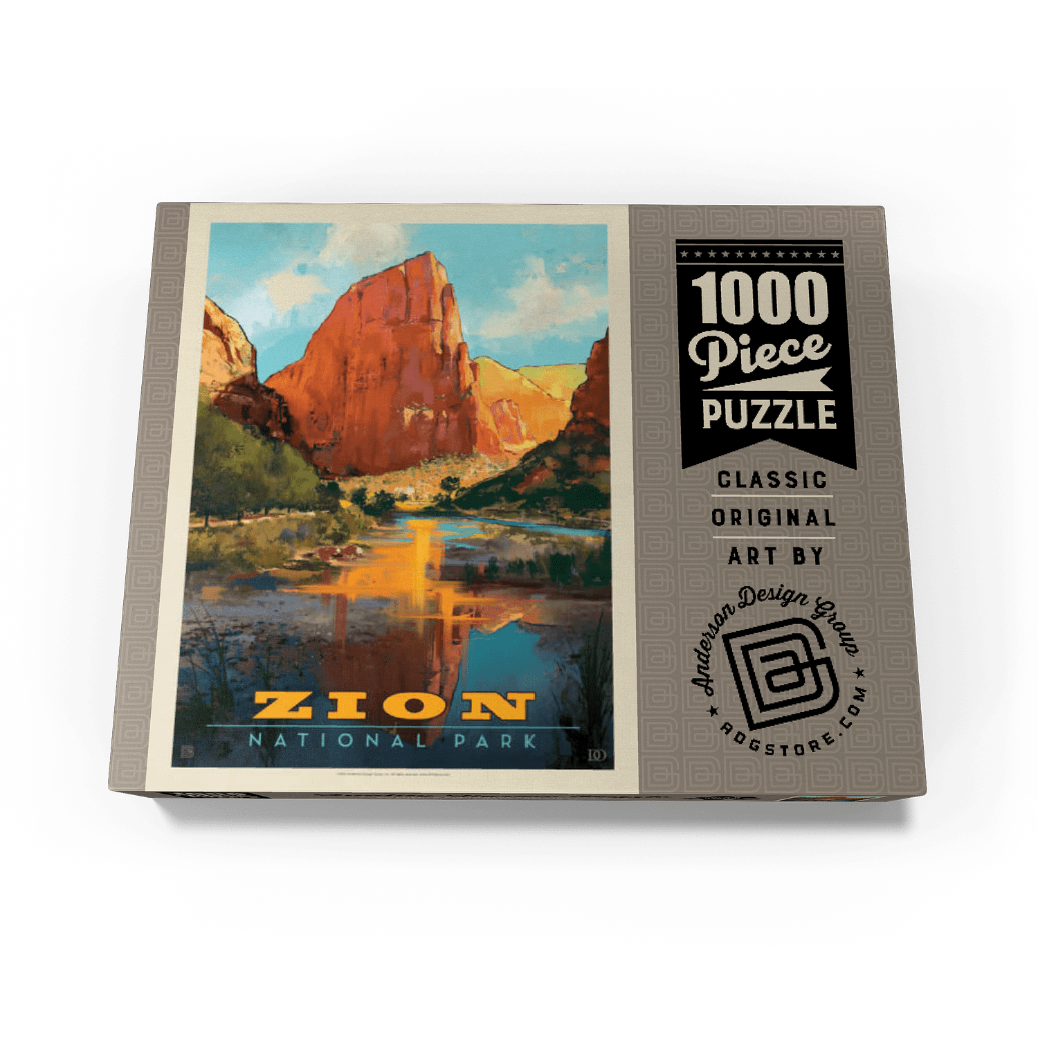 MyPuzzle - Zion National Park: Virgin River Valley, Vintage Poster - Premium 1000 Piece Jigsaw Puzzle for Adults