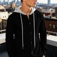 thumbnail image 5 of QSXADF Men's Shirt Jacket Casual Hooded Long Sleeve Button Down Pocketed Relaxed Coat, 5 of 6
