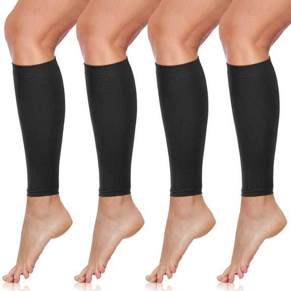 4 Pairs Calf Compression Sleeve Leg Compression Sock Calf and Shin Support Relieve Calf Pain for Men Women Youth for Running, Cycling, Walking(Black,Small) Black Small