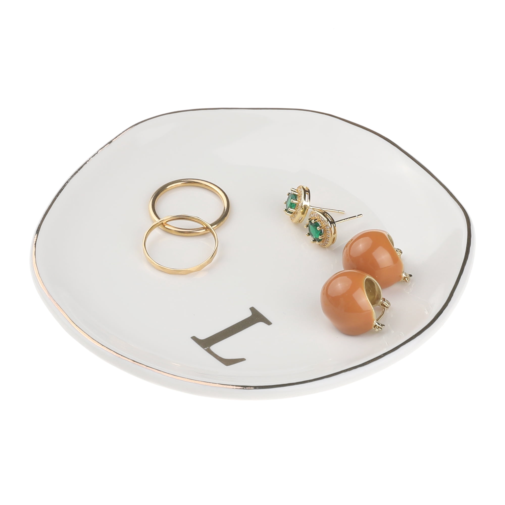 Unique Bargains Ceramic Jewelry Tray Decorative Trinket Dish Gifts Jewelry Boxes White-L