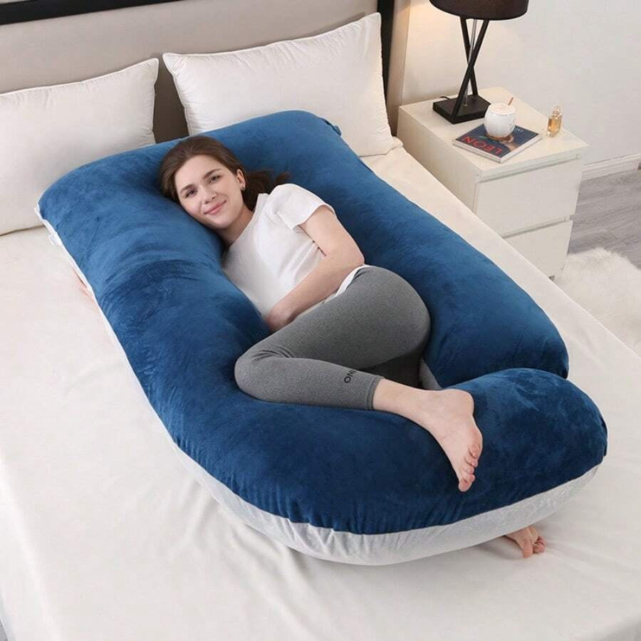 Best-selling U-shaped pregnant pillow - promotes side sleeping, supports the waist and abdomen. An essential item for pregnant women when sleeping.