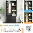 thumbnail image 5 of Armoire Wardrobe Closet with Mirror and 2 Drawers, 72'' Bedroom Armoire Wardrobe Cabinet with Hanging Rod and Light,Wooden Bedroom Closet with Adjustable Shelf, 5 of 9