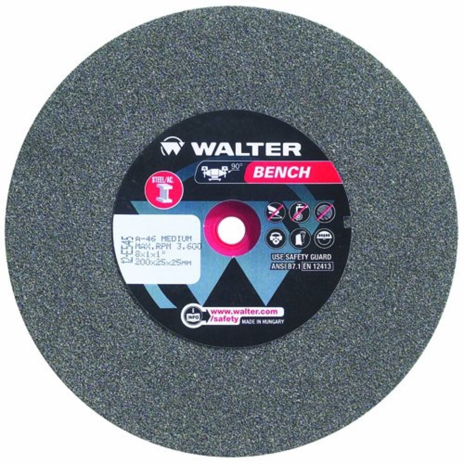 Walter 12E328 Bench Grind Wheel, Fine Grit 80, 6 in Finishing Wheel for