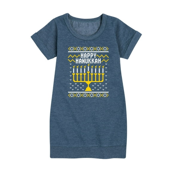 Instant Message - Happy Hanukkah - Girls Ss Fleece Dress