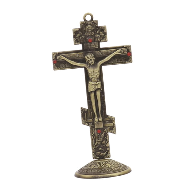 Adorno de crucifijo de metal, Adorno montado en la pared cristiana, Crucifijo antiguo Estatuilla Crucifijo Cruces de pared para la decoración del Estilo Gloria Crucifijo de pie