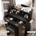 thumbnail image 4 of Ourlova Makeup Vanity Set with 3-Color LED Mirror & Power Outlet – Small Dressing Table with 2 Drawers and Stool, 32x16x54 Inch Modern Bedroom Furniture, 4 of 7