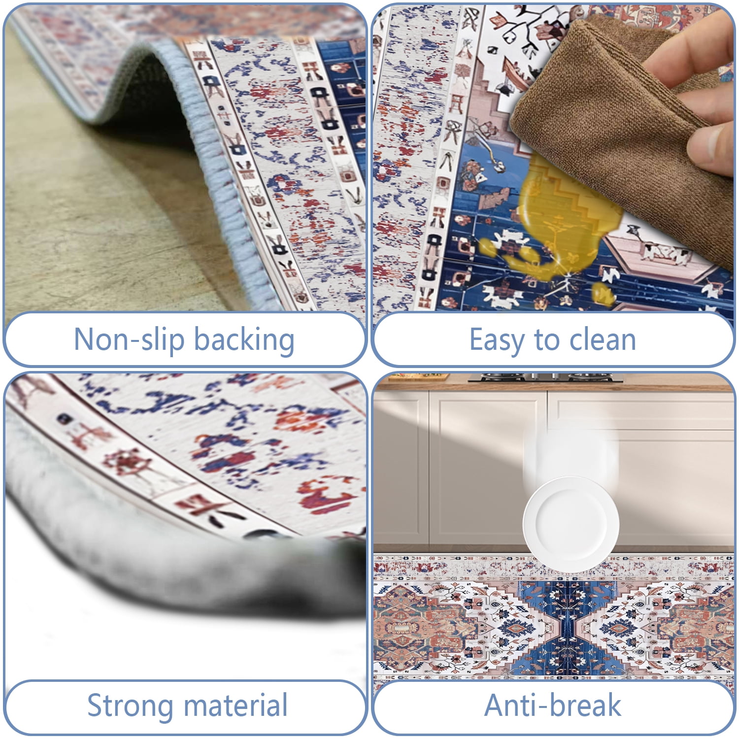 3 Pieces Kitchen Rug Sets with Runner Non Slip Washable Mats for Floor Thick Kitchen Floor Mat Carpet Runner Rugs for Hallway Laundry Holiday Decor