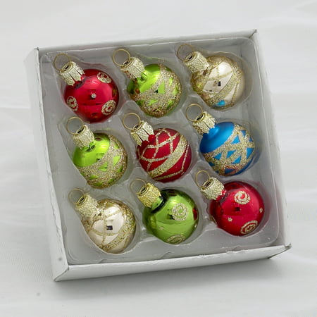 Petite Treasures Multicolored Glass Mini Balls Christmas Ornament Set ...