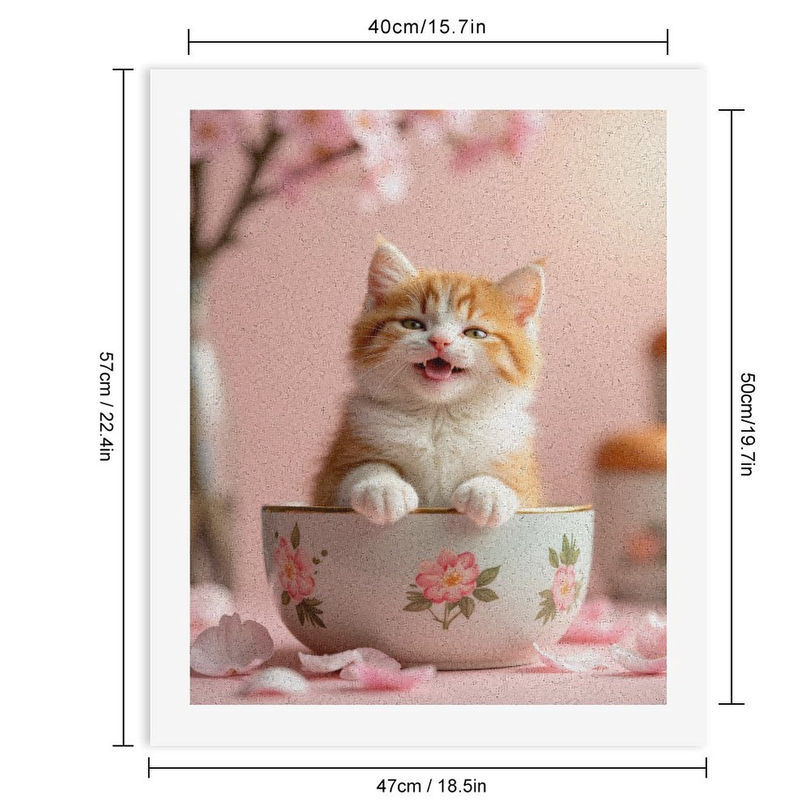 Paint By Numbers Kit for Adults Beginner - DIY Petal Kitten In Bowl Art Canvas Painting Kits for Adults, Frameless Paint By Number for Adults for Home Wall Decor 16x20 Inch