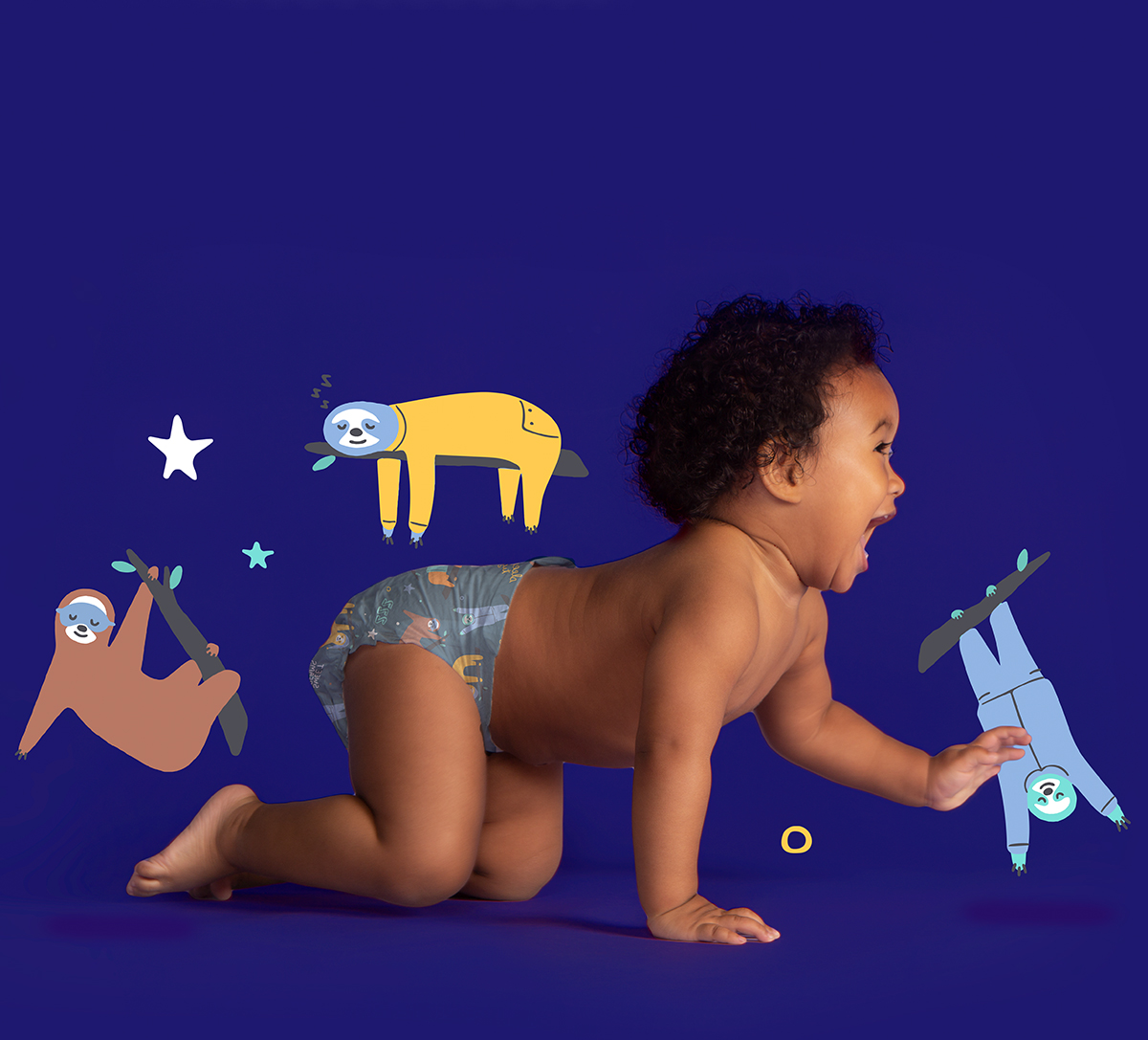 Hello Bello Premium Gender Neutral Overnight Diapers I for Babies and Kids at Night I Size 5 I Snoozy Sloths & Sleepy Campers I 58 Count - image 3 of 8