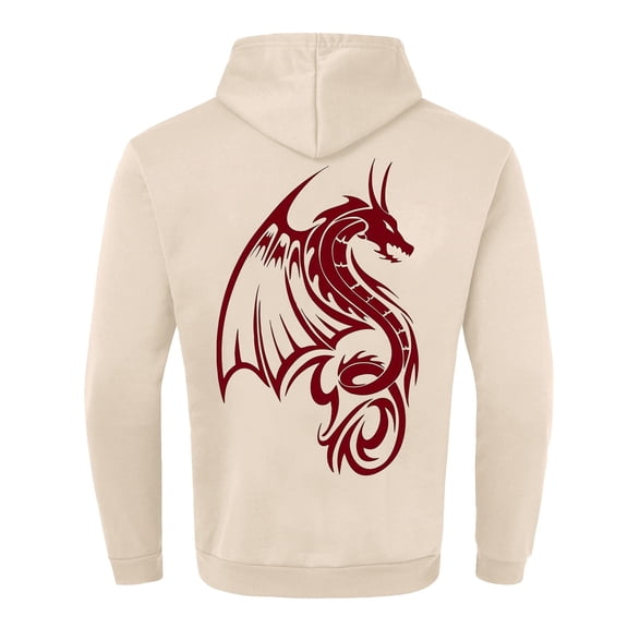 CONZONE Mens Casual Hoodies Long Sleeve Pullover Hoodie for Men Dragon Graphic Y2K Hooded Sweatshirts With Pocket