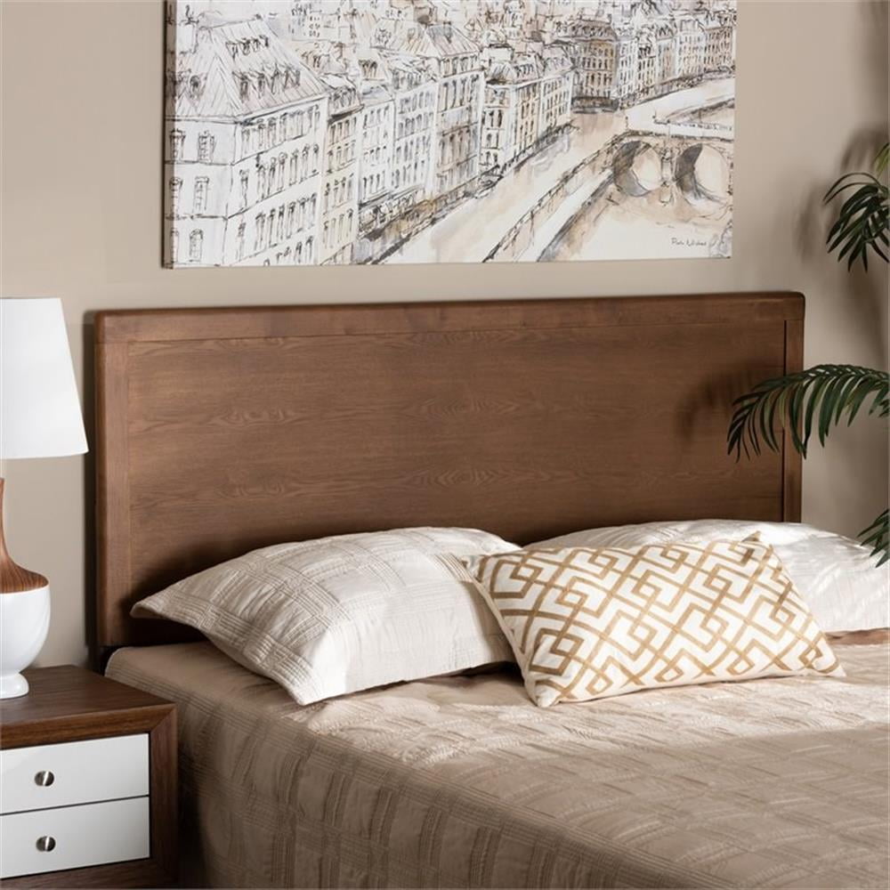 Bowery Hill Rubber Wood Ash Walnut Headboard Rectangular Adjustable 55.9"W Unassembled