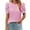 Pink, variant on Womens Summer Tops Short Sleeve Loose Solid Color Ruffle Sleeve V-Neck Blouse Shirt Gray