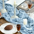 thumbnail image 6 of Smile 6PCS Ice Blue Cheesecloth Table Runner 31 x 118 Inch Rustic Gauze Boho Chair Sashes for Bridal Shower Wedding Party Catering Home Decoration Supplies, 6 of 6