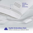 thumbnail image 3 of BNM Three-Line Embroidered Cotton Bed Sheet Set, Twin, White/Silver, 3 of 8