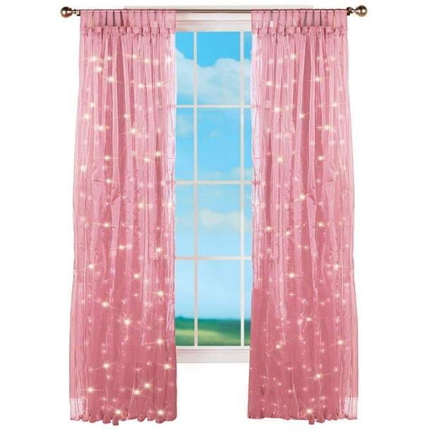 Collections Etc Light Up Magical Sheer Window Curtain Panel Rose Com Magical Sheer Window Curtain Panel Rose, Sheer Pink Curtains Target