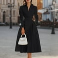 thumbnail image 2 of VEKDONE Women's Elegant Formal Dresses Casual V Neck Knee Length Work Dress Long Sleeve Party Evening Wedding Guest Dress Solid Color A-Line Dresses with Pockets Black L, 2 of 6