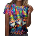 thumbnail image 2 of Mifsaly Mardi Gras T Shirts for Women Glitter Mask Print Short Sleeve Shirts Colorful Festival Party Tops Carnival Casual Loose Fit T-Shirts Spring Summer Outfits XL, 2 of 6
