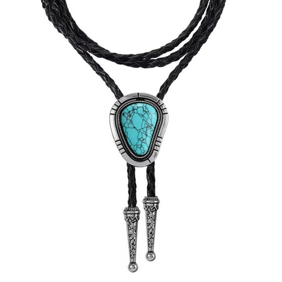 JASGOOD Bolo Tie for Women Men Western Ties With Pu Leather Cord Stone Pendant Necklace