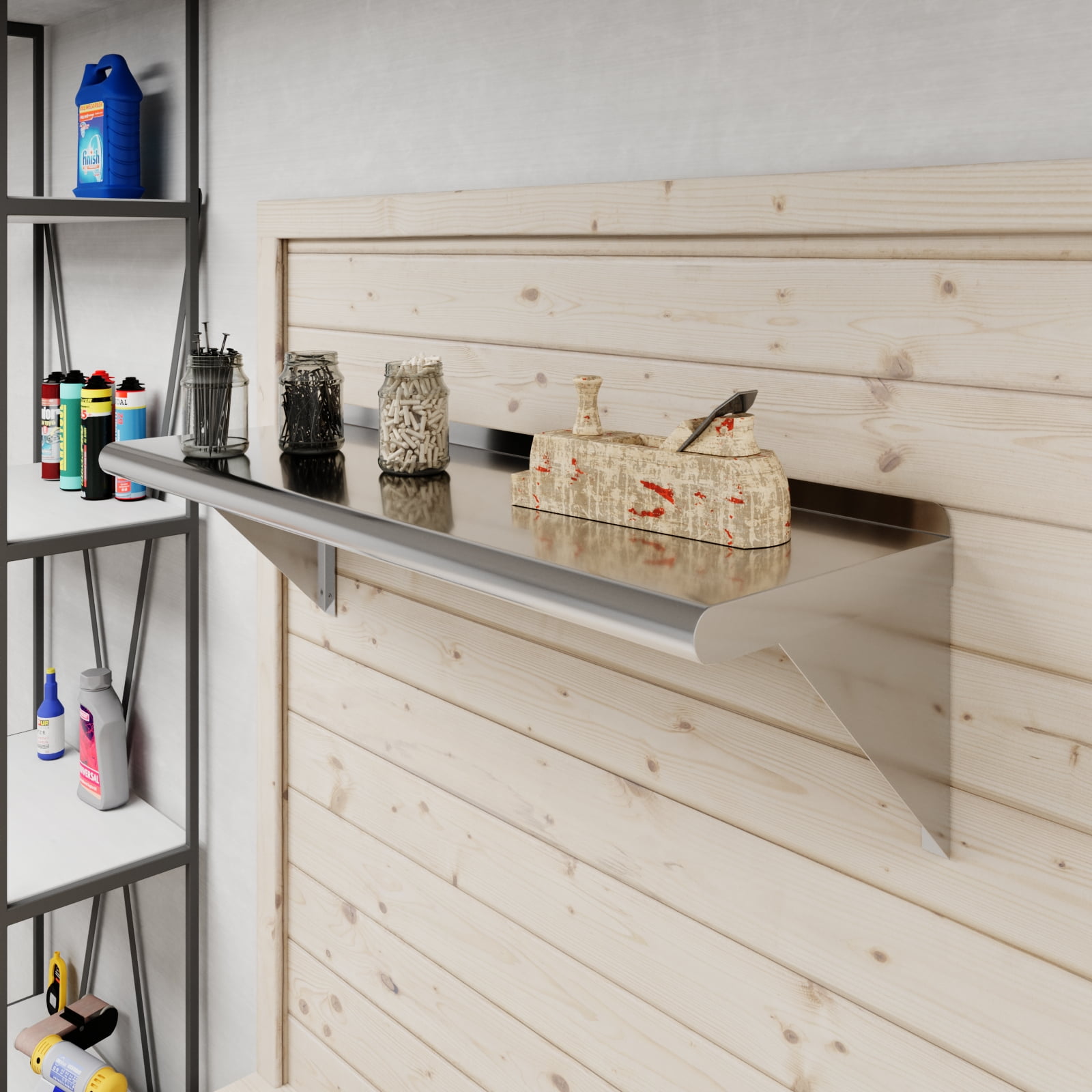 AmGood 12 in. x 36 in. Stainless Steel Wall Shelf | NSF Certified | Appliance & Equipment Metal Shelving | Kitchen, Restaurant, Garage, Laundry, Utility Room