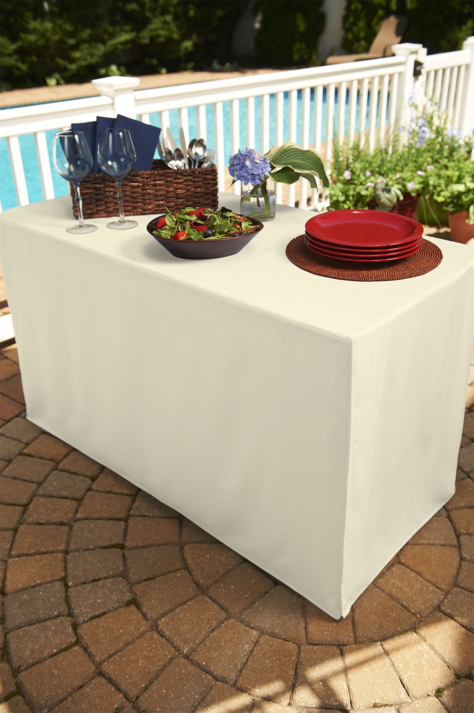 6 Foot Ivory Folding Table Tablecloth Heavy Fabric Split Corners To The Floor Length Com