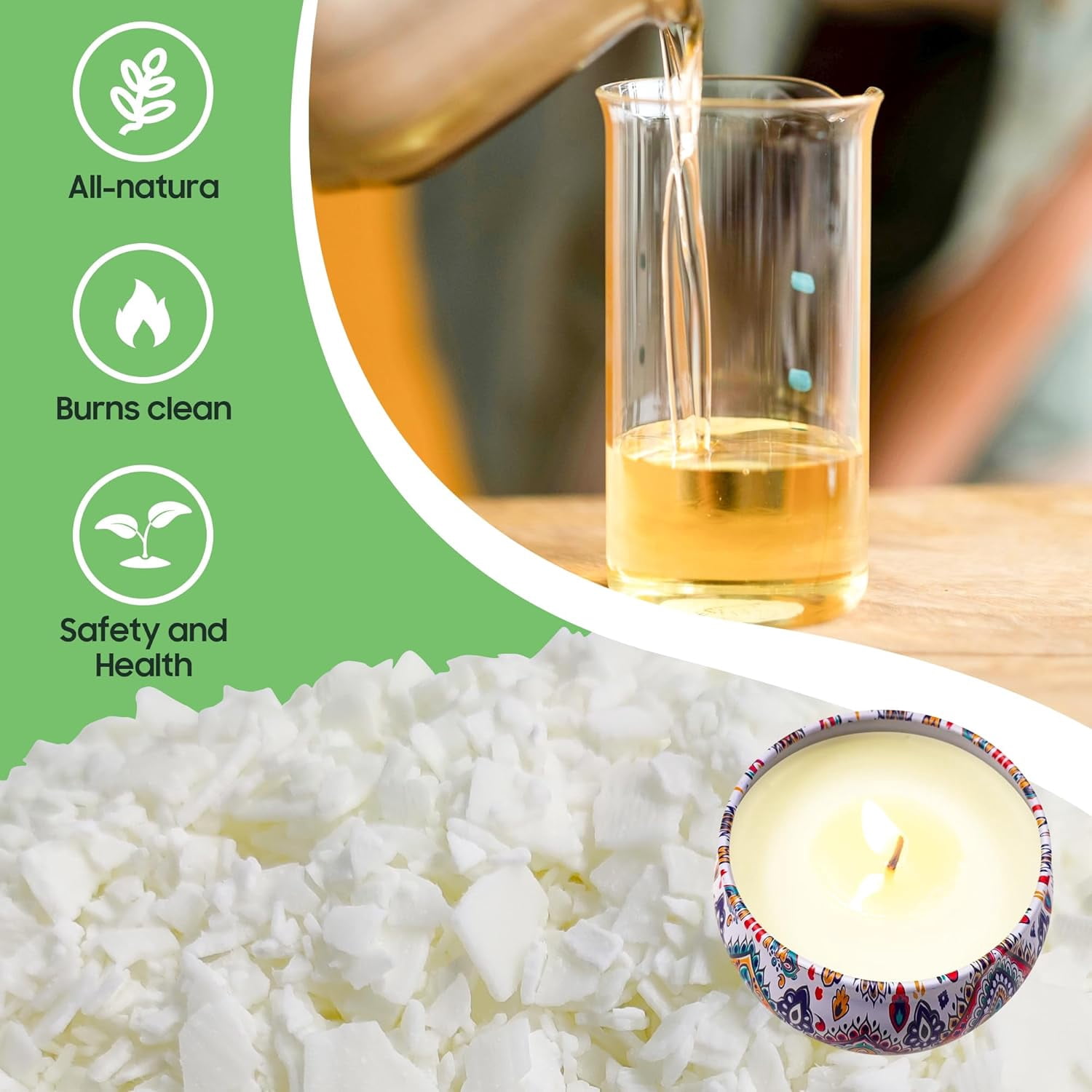 Candle Making Kit Supplies for Beginners, Soy Wax DIY Candle Making for Adults, with 900ml Candle Make Pouring Pot, Candle Wicks, Wicks Sticker, Wicks Holder,Soy Candle Wax