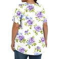 thumbnail image 3 of cocolona Womens Plus Size Summer Tops Crew Neck Short Sleeve Front Pleated T-shirts Casual Loose Floral Print Tees Blouse, 3 of 6