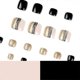 thumbnail image 4 of 24 Pack False Toenails Short Square Black Lines Gold Powder False Toenails Artificial Toenails For Summer Beach Full Coverage Toenails Women, 4 of 5