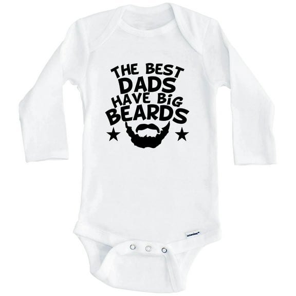 The Best Dads Have Big Beards Baby Bodysuit - Funny Baby Bodysuit (Long Sleeve), 0-3 Months White