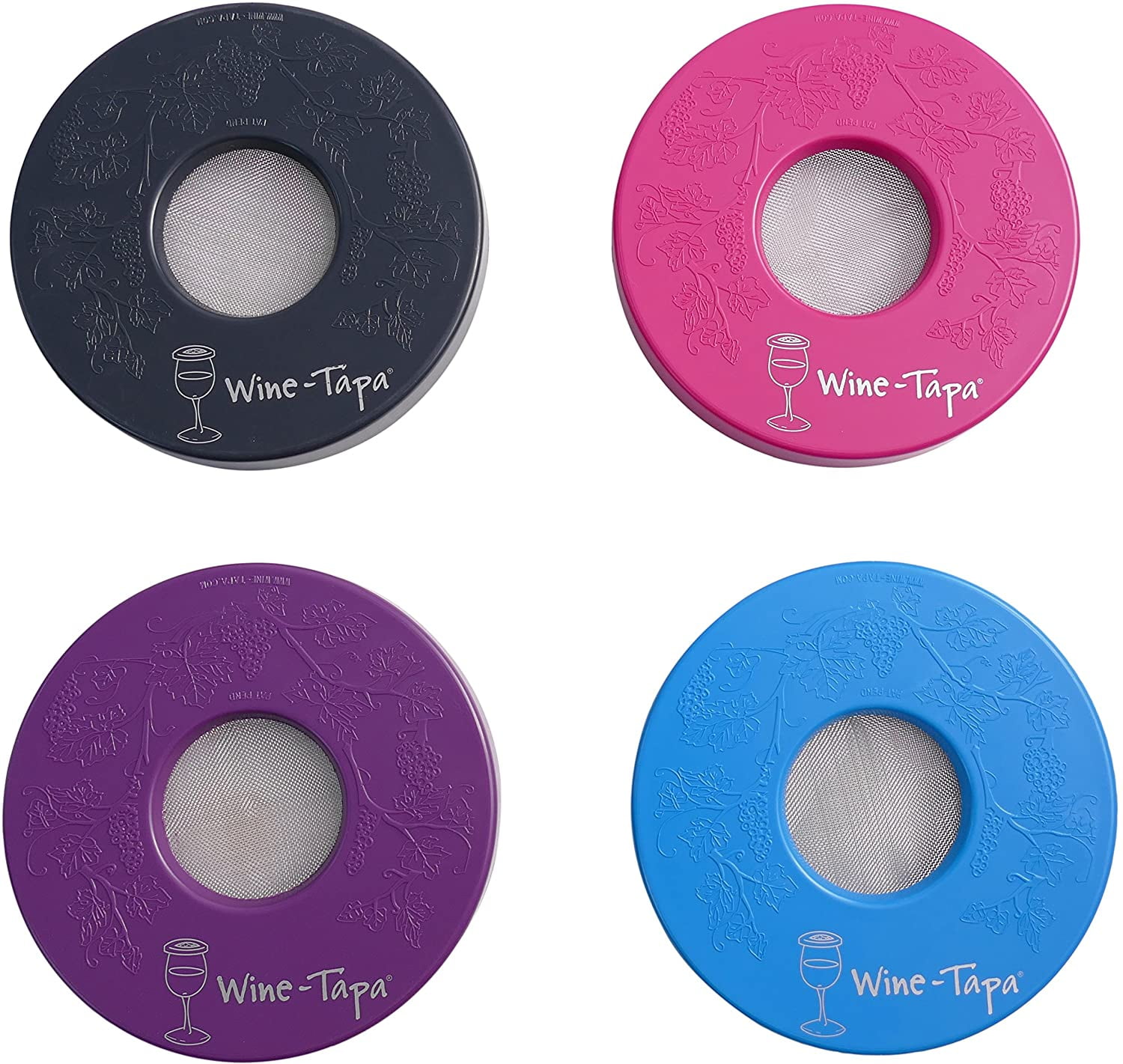 Wine Tapa Drinking Glass Covers Set of 4 No Spill Drink Covers (Malibu