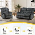 thumbnail image 3 of Bonzy Home Manual Recliner Sofa Set, Living Room Furniture with Single Recliner & Loveseat, Couch Set with Adjustable Backrest and Overstuffed Headrest, Gray, 3 of 7