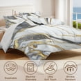 thumbnail image 3 of White Marble King Size Comforter Set – 3 Piece King Comforter Set - Soft Microfiber All Season King Comforter by Conrad’s Limited Collections, 3 of 5