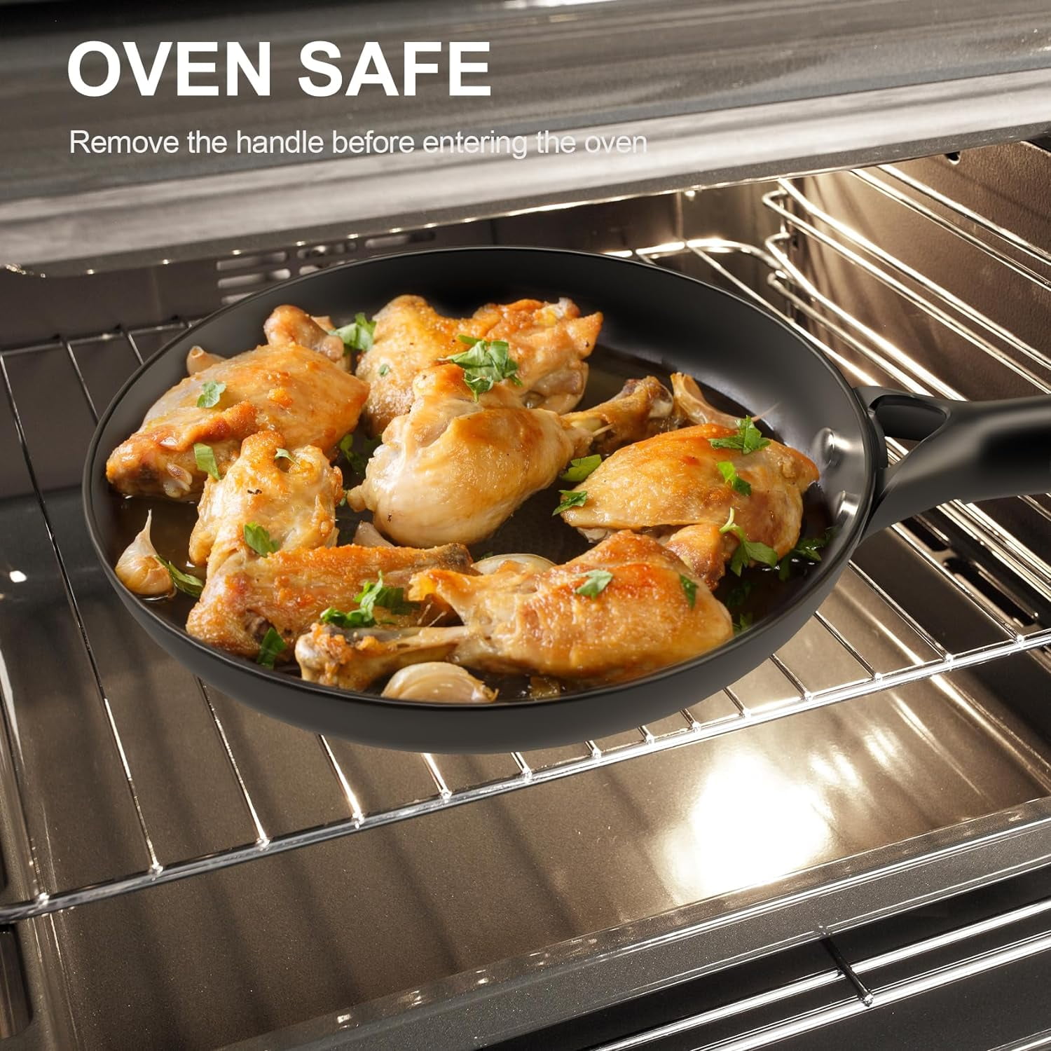 Cast Iron Frying Pan 10 Inch Non Stick Skillet with Removable Handle, PFAS-Free Oven Safe Dishwasher Safe for Home Cooking