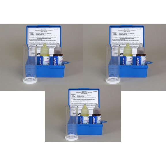 Taylor K-1766 Liquid Pool Spa Sodium Chloride Salt Water Drop Test Kit (3 Pack)