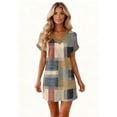 thumbnail image 6 of Women's Floral Print V-Neck Short Sleeve Casual Dress with Pocket, Pullover Summer Dress, Lightweight Comfort Fit, Fashion Ladies Clothing,Light Brown,2XL, 6 of 8