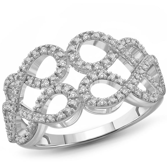 JewelersClub Sterling Silver 0.10 Carat White diamond Open Ring for Women | Diamonds for Everyday Womens Wear