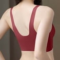 thumbnail image 5 of Womens Lace Bra V Neck Wide Shoulder Strap Solid Color Push Up No Underwire Underwear Wine L, 5 of 6