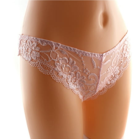 Womens Lace Floral Thong Tanga French Knickers Briefs Underwear Panties Pink, XL