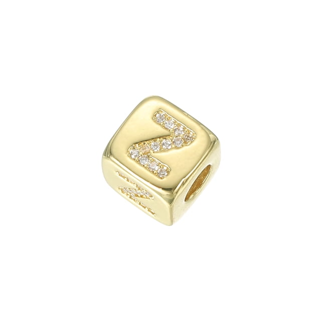 Rhinestone Letters Cube Beads, 26 Letters Dice Charm A-Z European Square Charm Alphabet Z Initial Dice Bead for Pendant DIY