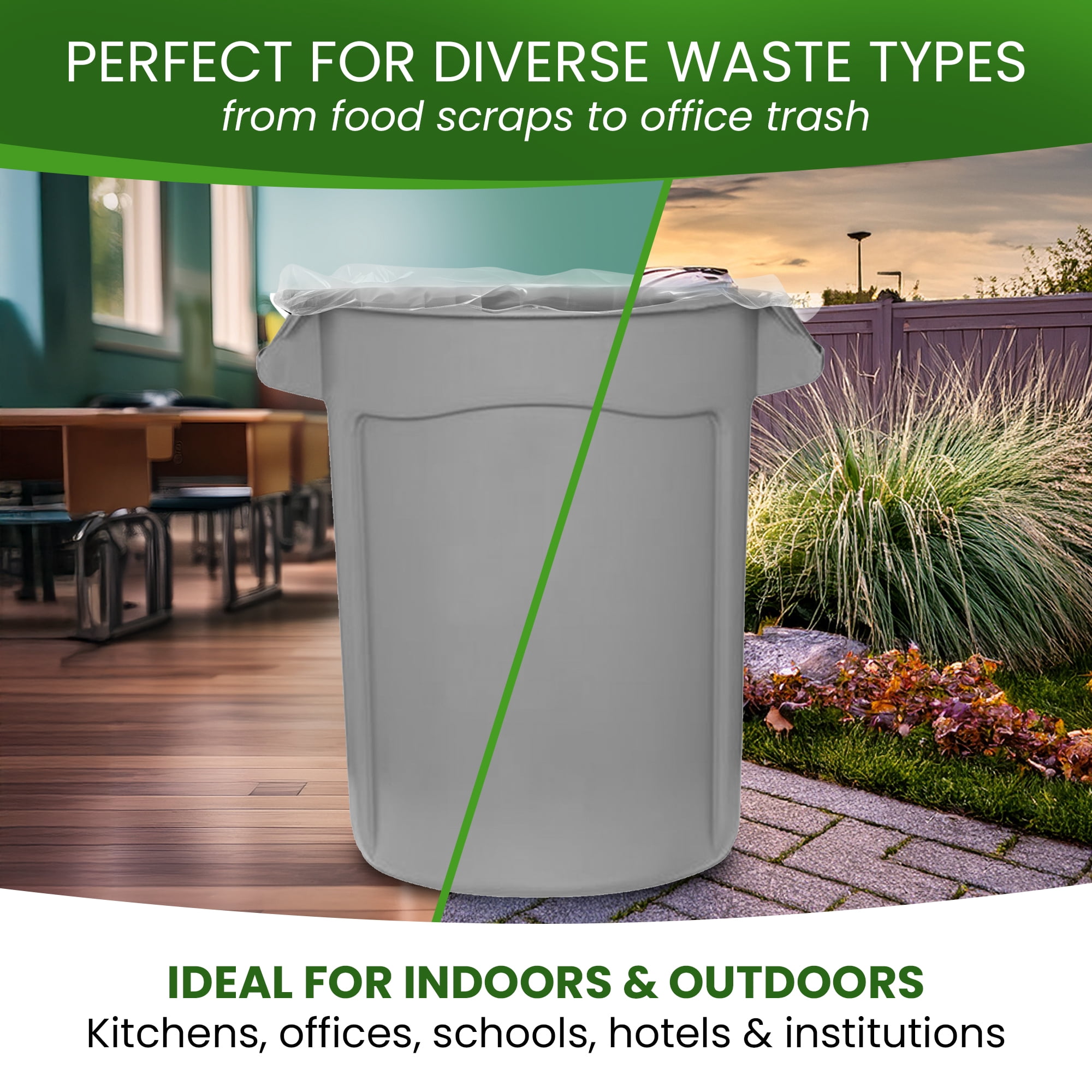 Betta 55-60 Gallon Clear High-Density Trash Bags, 150 Count Box, (38x60-inch) Commercial Medium-Duty Garbage Can Liners