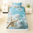 thumbnail image 3 of Manfei Kawaii Starfish Twin Sheets,Cute Sea Plant Bedding,White Blue,3-Piece,1 Fitted Sheet and 1 Pillowcase, 3 of 7