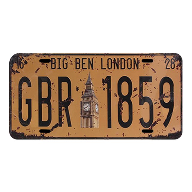 Hojalata Rectangular 30*15cm Matrícula London GBR1859 Serie Caligrafía Y Pintura (9)