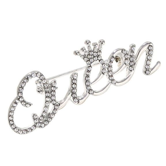 Mightlink Fashion Queen Letter Brooch Pins for Women Luxury Crown Corsage Party Wedding Gifts Clothing Accessories