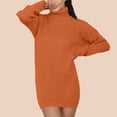 thumbnail image 2 of BangWanChi Long Sleeve Dresses for Women Fall Women Solid Color Lapel Loose Knit Long Sleeved Plus Size Senior Woolen Dress, 2 of 5