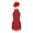thumbnail image 6 of Miutii Kids Girls Jazz Latin Dance Leotard Dress Sleeveless Shiny Sequin Tassel Bodysuit with Hat Burgundy L, 6 of 9