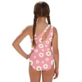 thumbnail image 2 of Jiueut Pink Daisy Floral Print Girls Swimsuit with Adjustable Straps One Piece Bathing Suit with Mesh Cover Ups Swimwear 7-18Y, 2 of 7