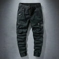 thumbnail image 2 of YUELONGHU Adult Men Casual Pants Mens Cargo Pants Black Men's Casual Pants Summer Elastic Waist Loose Fit Streetwear Cargo Pants for Daily Wear Comfortable Long Trousers High Street Fashion, 2 of 7