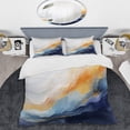 thumbnail image 2 of Designart "Marble Storm in Blue and Yellow Abstract I" Abstract Painting Bedding Covert Set - Abstract Blue Modern Bed Set With 2 Shams, 2 of 5